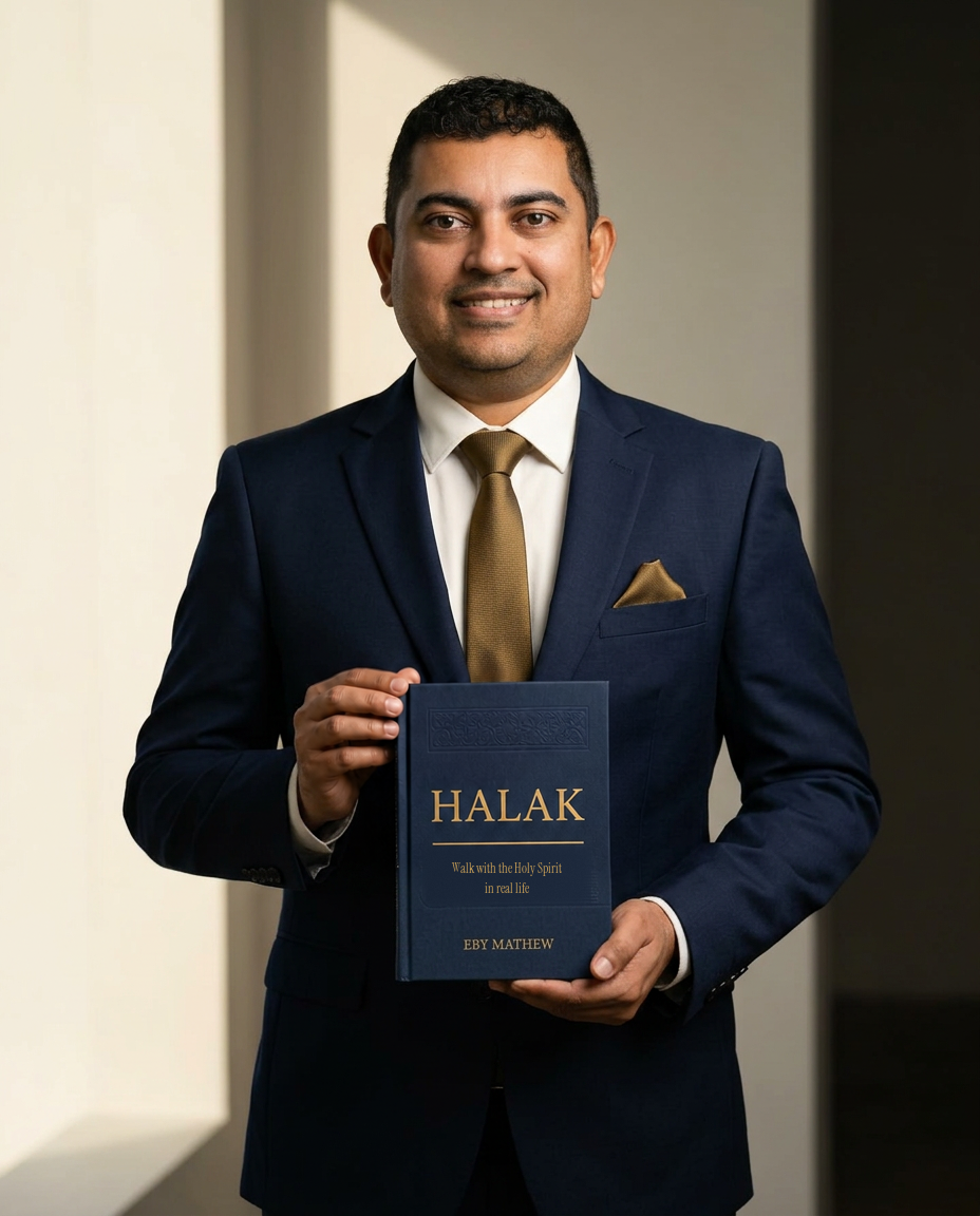 Eby Mathew holding HALAK — Walk with the Holy Spirit in real life.